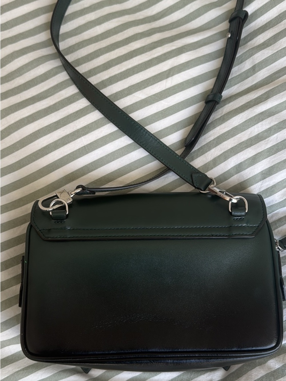 Montblanc Dark Green Leather Crossbody Bag with Silver Hardware